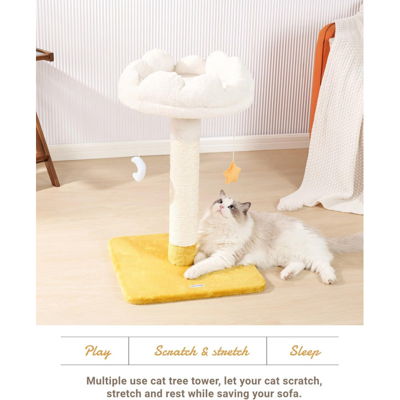 Tucker Murphy Pet Large Size Cloud Cat Scratching Post With Bed Cat Tree Tower For Indoor Cats Nature Sisal Cat Scratcher With Soft Perch For Kitten Adult Cats Cat Activity Tree